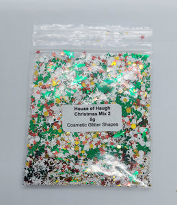 Cosmetic Grade Glitter Shapes 8g Christmas Mix 2