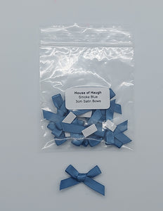 10 X 3cm Satin Bows Smoke Blue